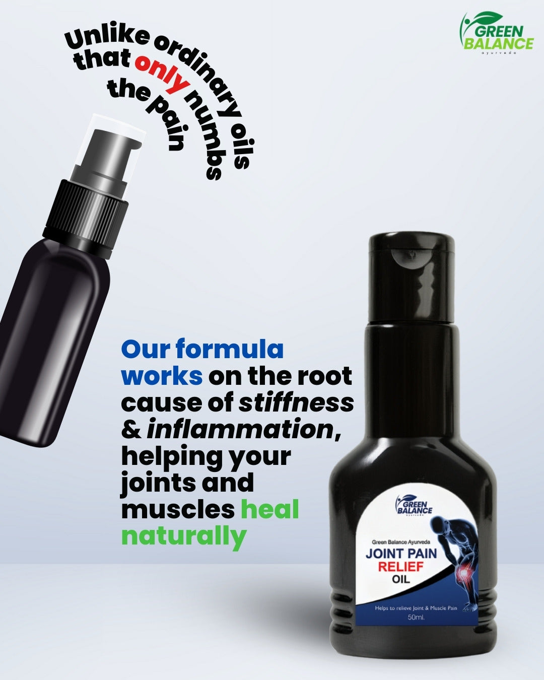Green Balance Ayurveda Joint Pain Relief Oil | For Joint, Back, Knee & Shoulder Pain | 50ML