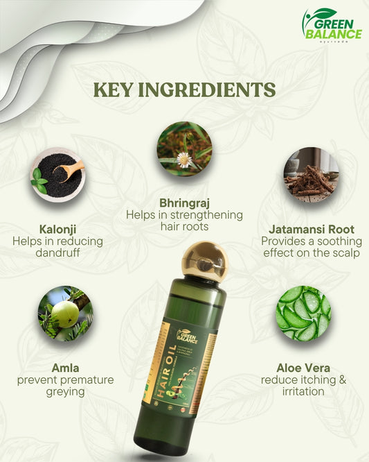 Green Balance Ayurveda Hair Oil For Men & Women | 100% Ayurvedic Hair Oil | 100ML