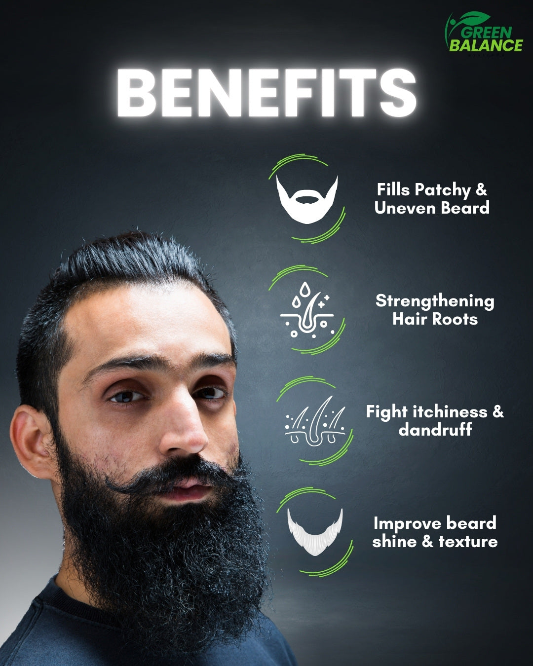 Green Balance Ayurveda Beard Growth Oil | Healthier and Stronger Beard Growth | 30ML